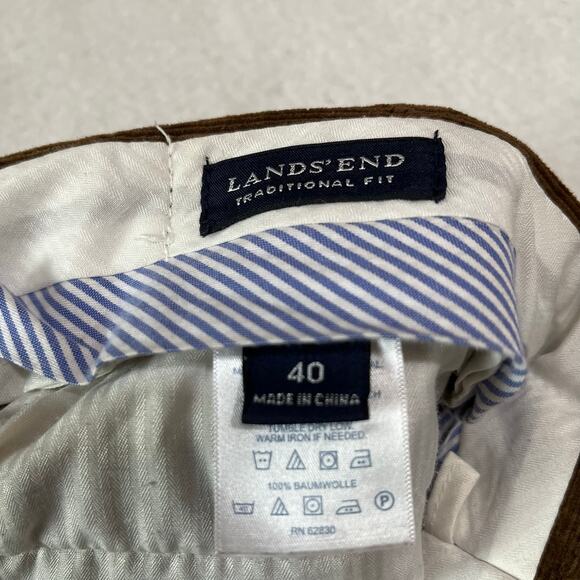 Land’s End Men’s Corduroy Pants Sz 40/33 Traditional Fit Brown Straight - Picture 5 of 8
